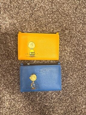 Coach Yellow and Blue Peanuts Leather Small Wallet Set